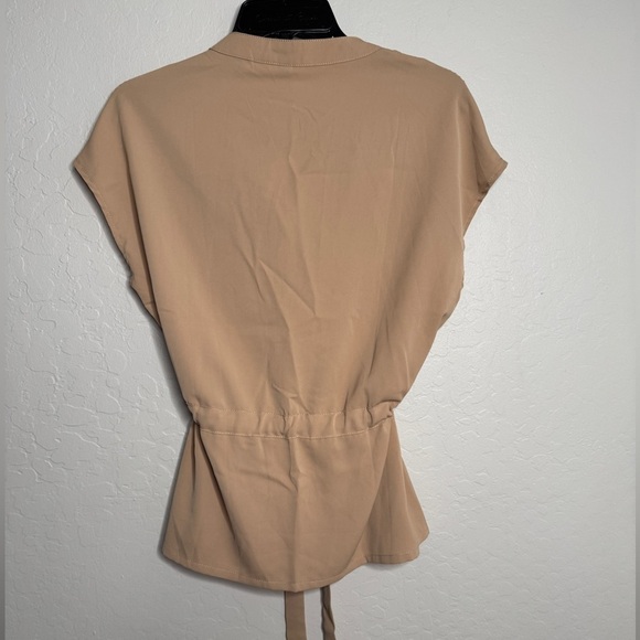 Cicibird Women's Solid Color Casual Button Up Sleeve Chiffon Blouse with Ruffle - Picture 4 of 8